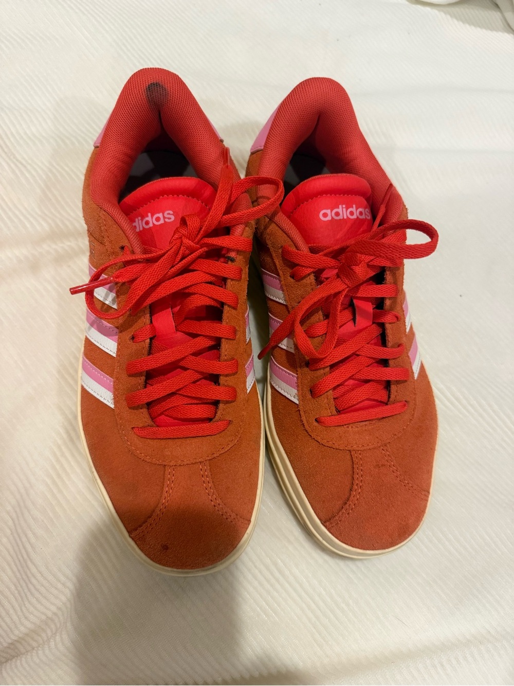 adidas women’s Red & Pink Suede Sneakers